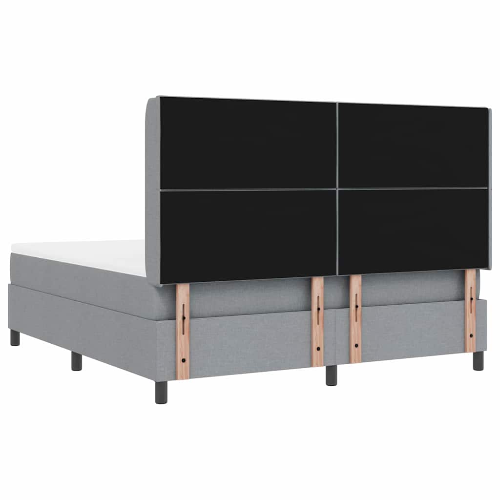 LED Box Spring Bed med hovedgærde Lysegrå 180 x 200 cm Stof