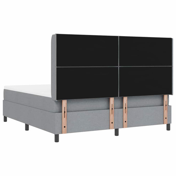 LED Box Spring Bed med hovedgærde Lysegrå 180 x 200 cm Stof