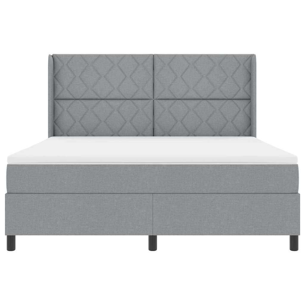 LED Box Spring Bed med hovedgærde Lysegrå 180 x 200 cm Stof