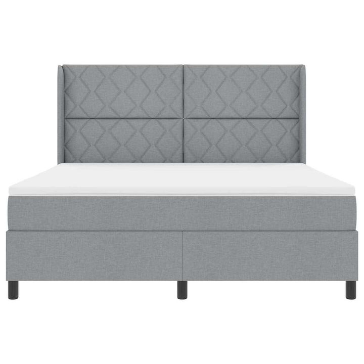 LED Box Spring Bed med hovedgærde Lysegrå 180 x 200 cm Stof