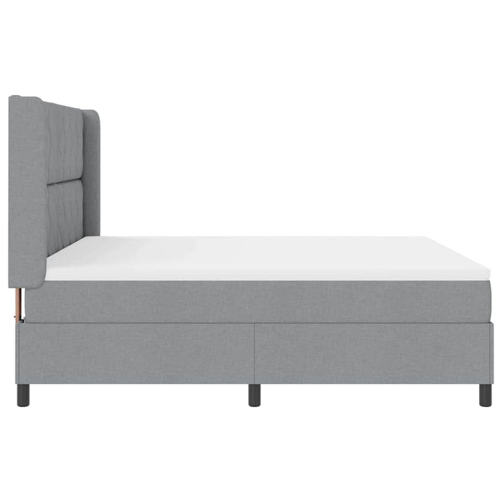 LED Box Spring Bed med hovedgærde Lysegrå 180 x 200 cm Stof