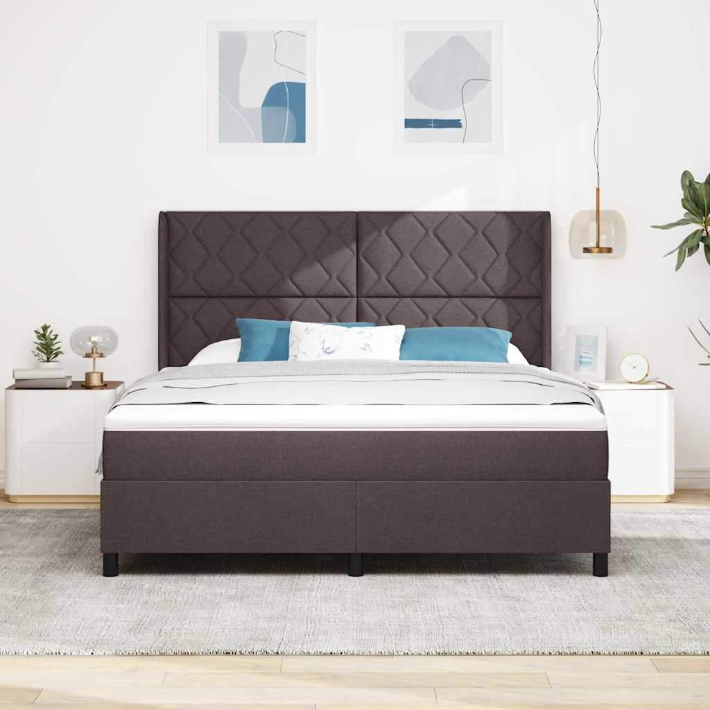 LED Box Spring Bed med hovedgærde Mørk Brun 180 x 200 cm Stof