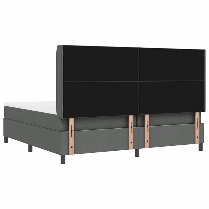 LED Box Spring Bed med hovedgærde Mørkegrå 200 x 200 cm Stof
