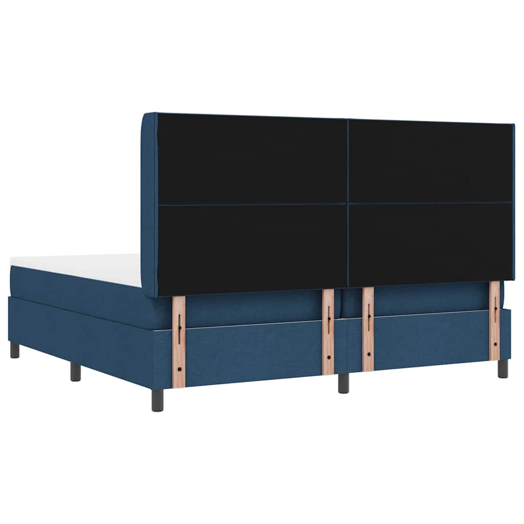 LED Box Spring Bed med hovedgærde Blå 200 x 200 cm Stof