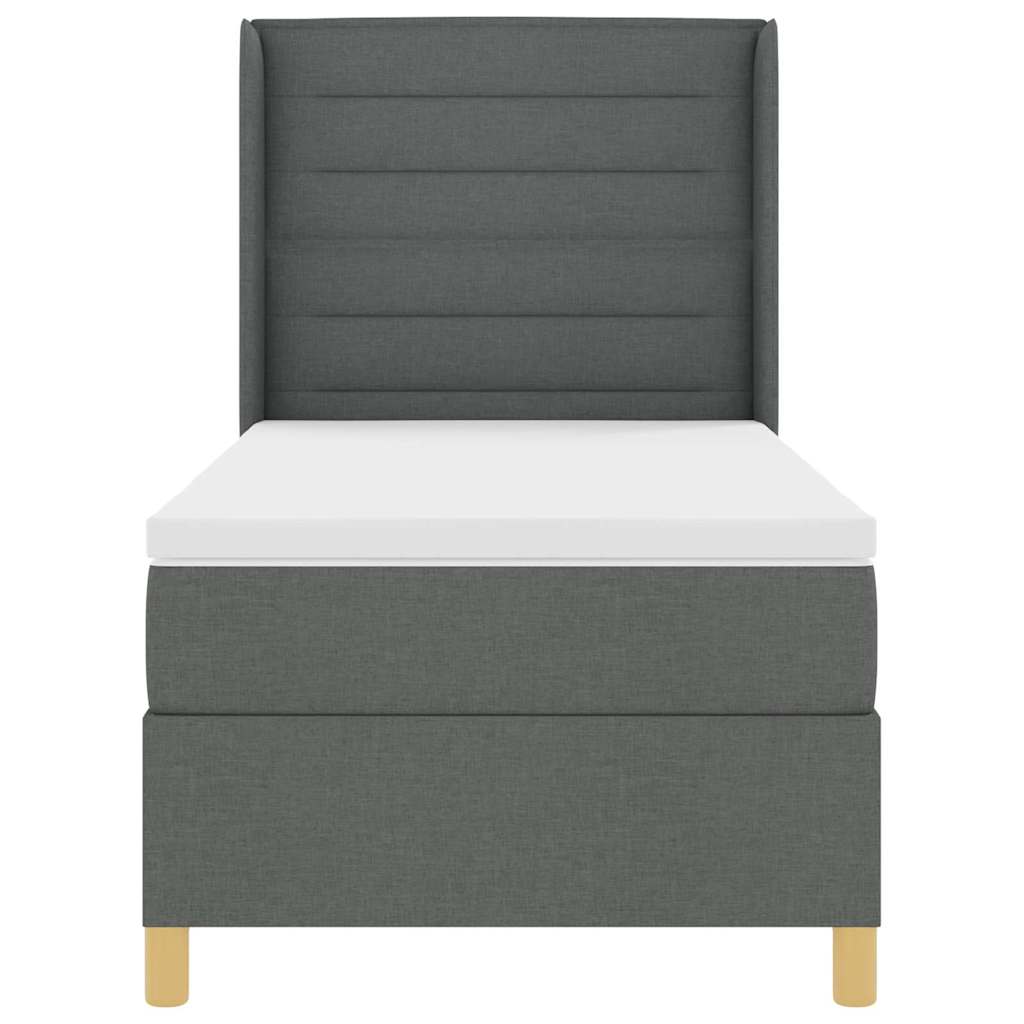 Box spring seng med LED-lysstrimler Grå 80 x 200 cm Stof