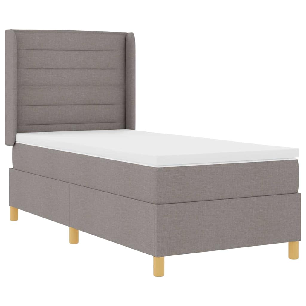 Box spring seng med LED-lysstrimler Gråbrun 80 x 200 cm Stof