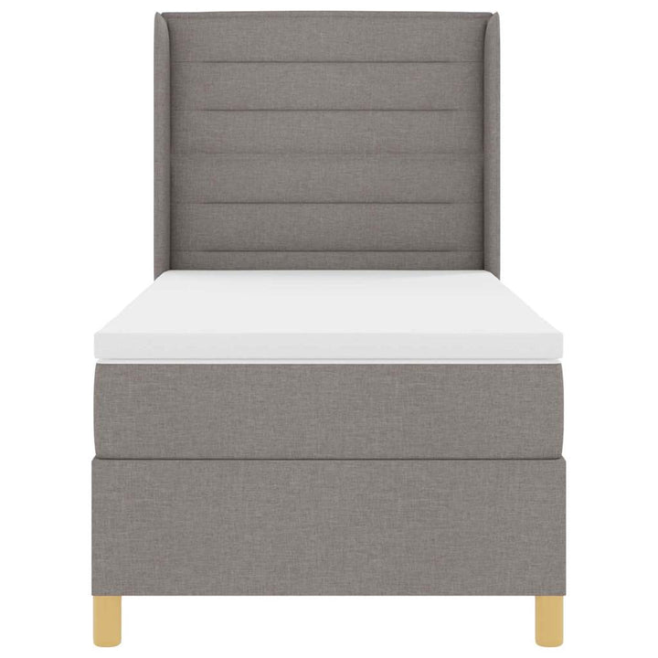 Box spring seng med LED-lysstrimler Gråbrun 80 x 200 cm Stof
