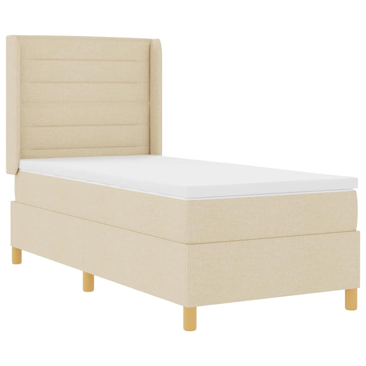 Box spring seng med LED-lysstrimler Creme 80 x 200 cm Stof