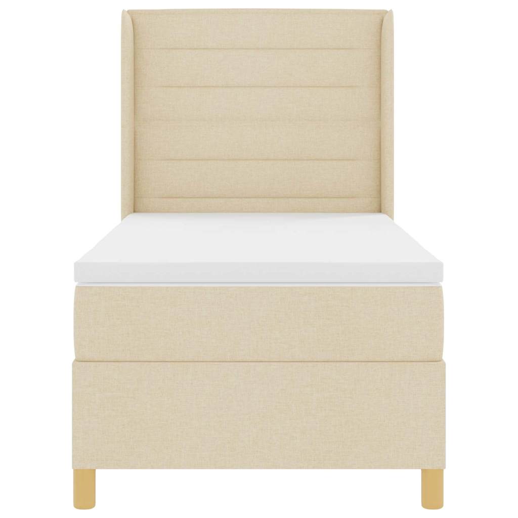 Box spring seng med LED-lysstrimler Creme 80 x 200 cm Stof