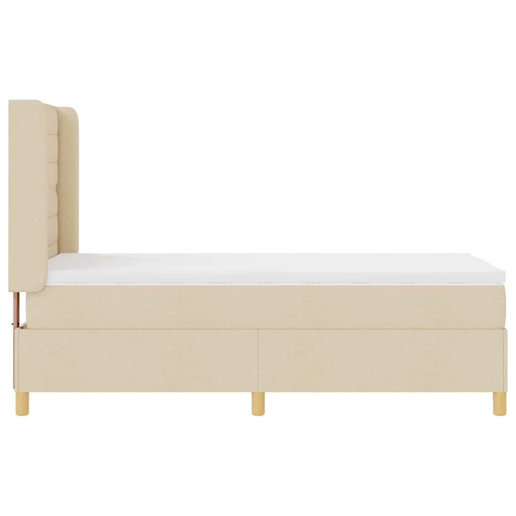 Box spring seng med LED-lysstrimler Creme 80 x 200 cm Stof