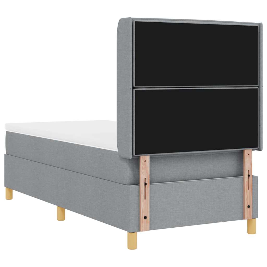 Box spring seng med LED-lysstrimler Lysegrå 90 x 190 cm Stof