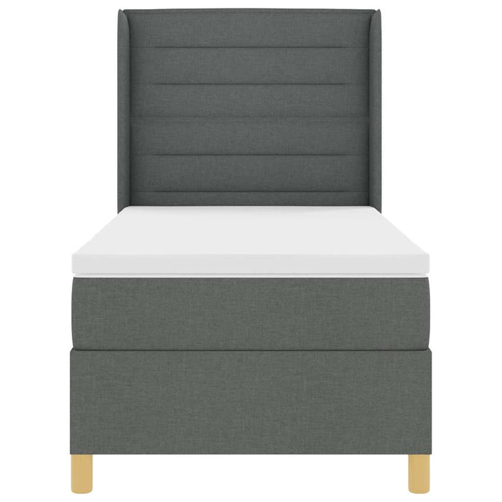 Box spring seng med pude med hovedgærde Grå 90 x 200 cm Stof