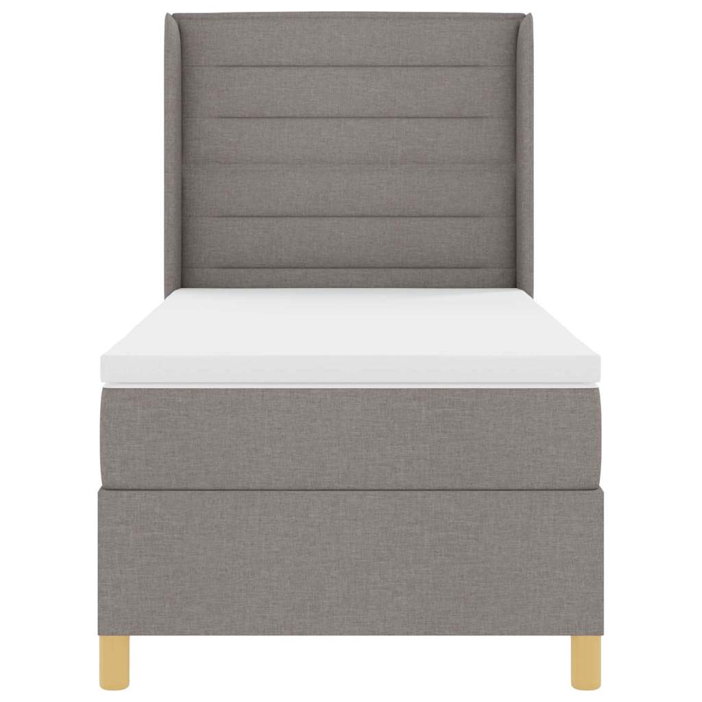 Box spring seng med LED-lysstrimler Gråbrun 90 x 200 cm Stof