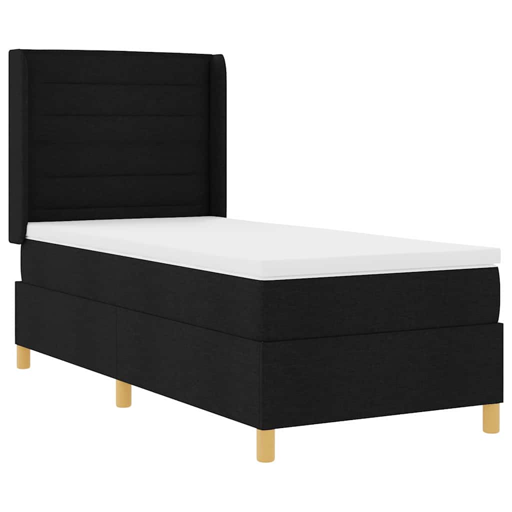 Box spring seng med LED-lysstrimler Sort 100 x 200 cm Stof