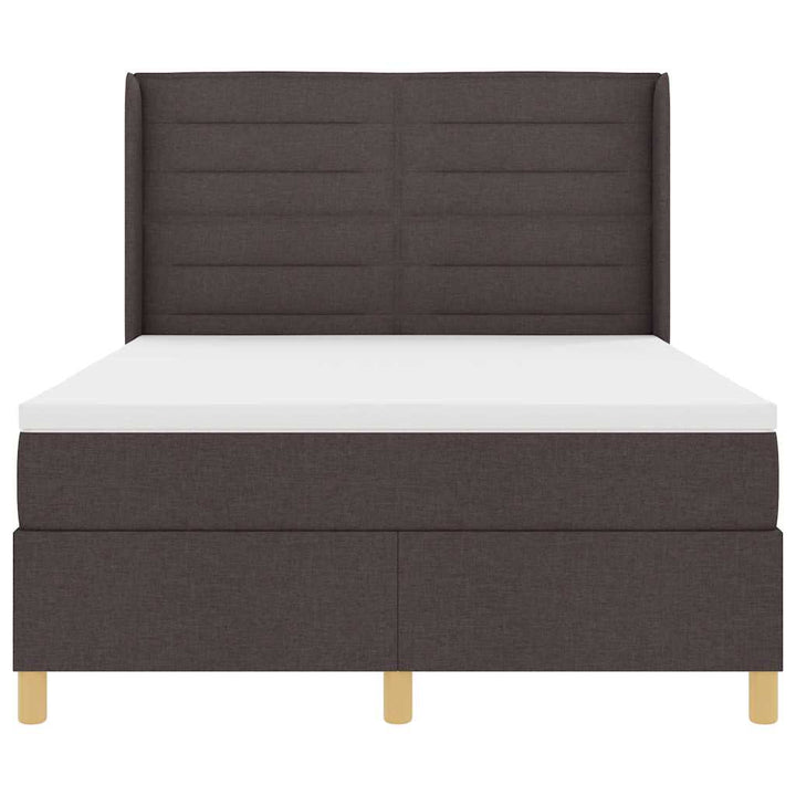 Box spring seng med LED-lysstrimler Brun 140 x 190 cm Stof