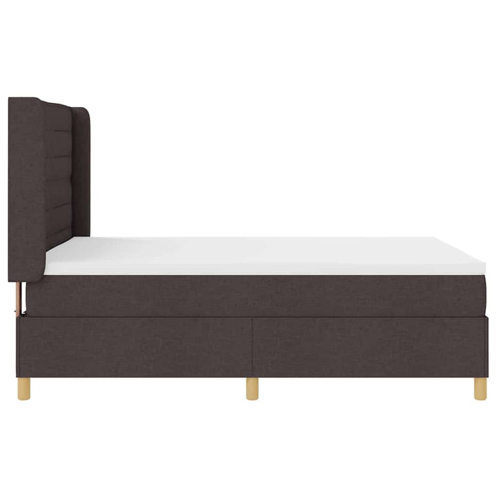 Box spring seng med LED-lysstrimler Brun 140 x 190 cm Stof