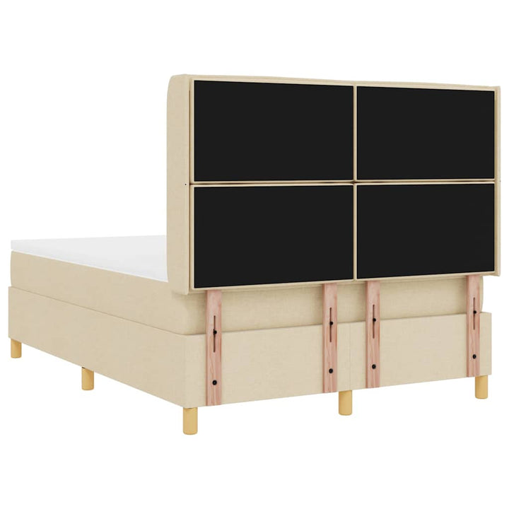 Box spring seng med LED-lysstrimler Creme 140 x 190 cm Stof