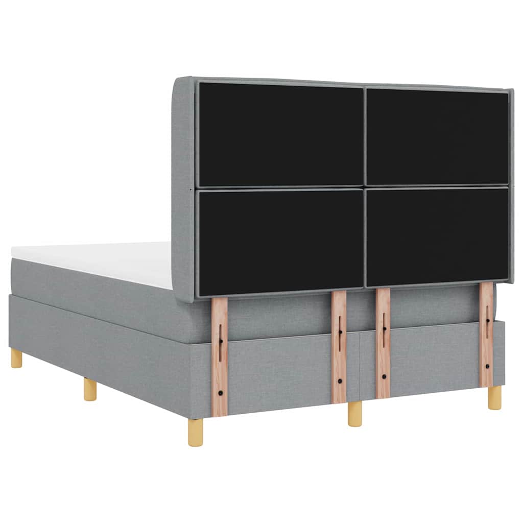 Box spring seng med LED-lysstrimler Lysegrå 140 x 200 cm Stof