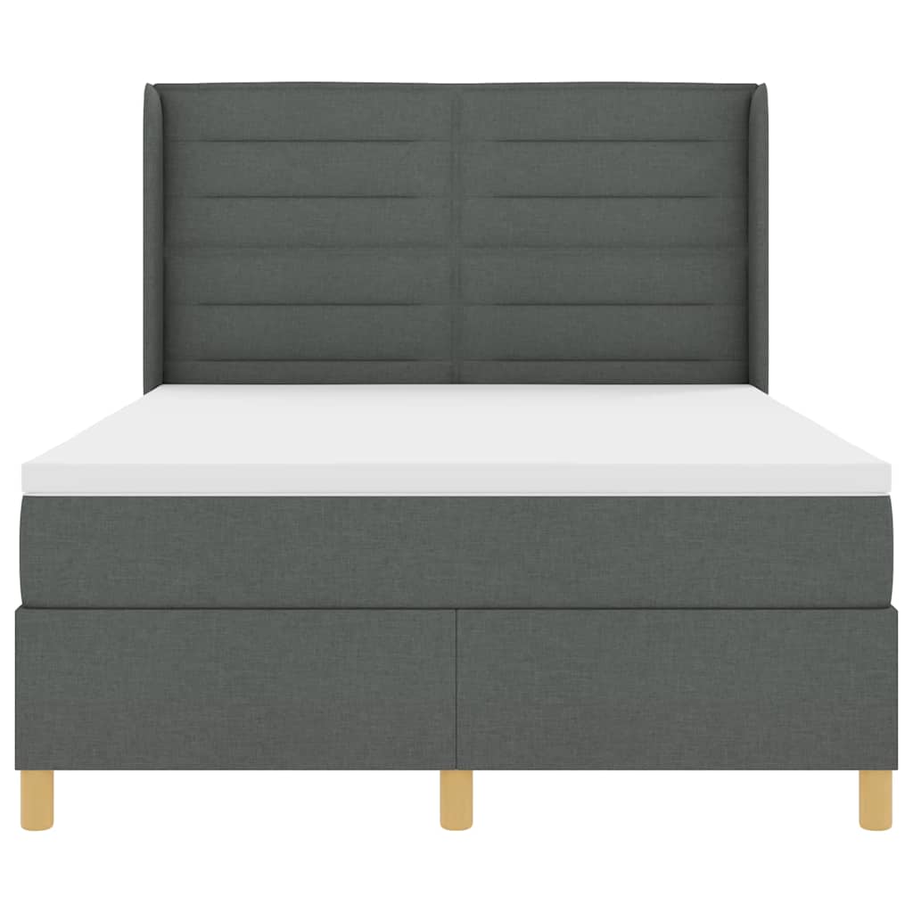 Box spring seng med LED-lysstrimler Grå 140 x 200 cm Stof