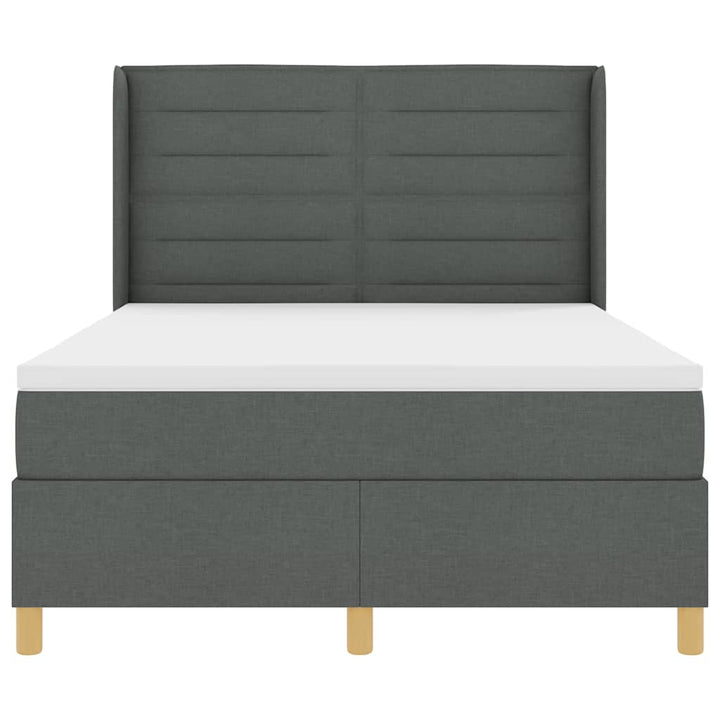 Box spring seng med LED-lysstrimler Grå 140 x 200 cm Stof