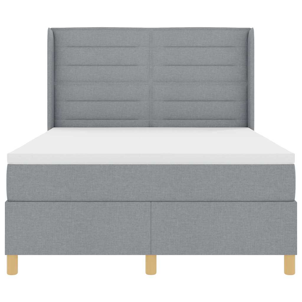 Box spring seng med LED-lysstrimler Lysegrå 160 x 200 cm Stof