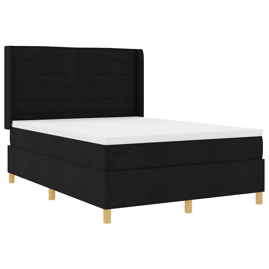Box spring seng med LED-lysstrimler Sort 160 x 200 cm Stof
