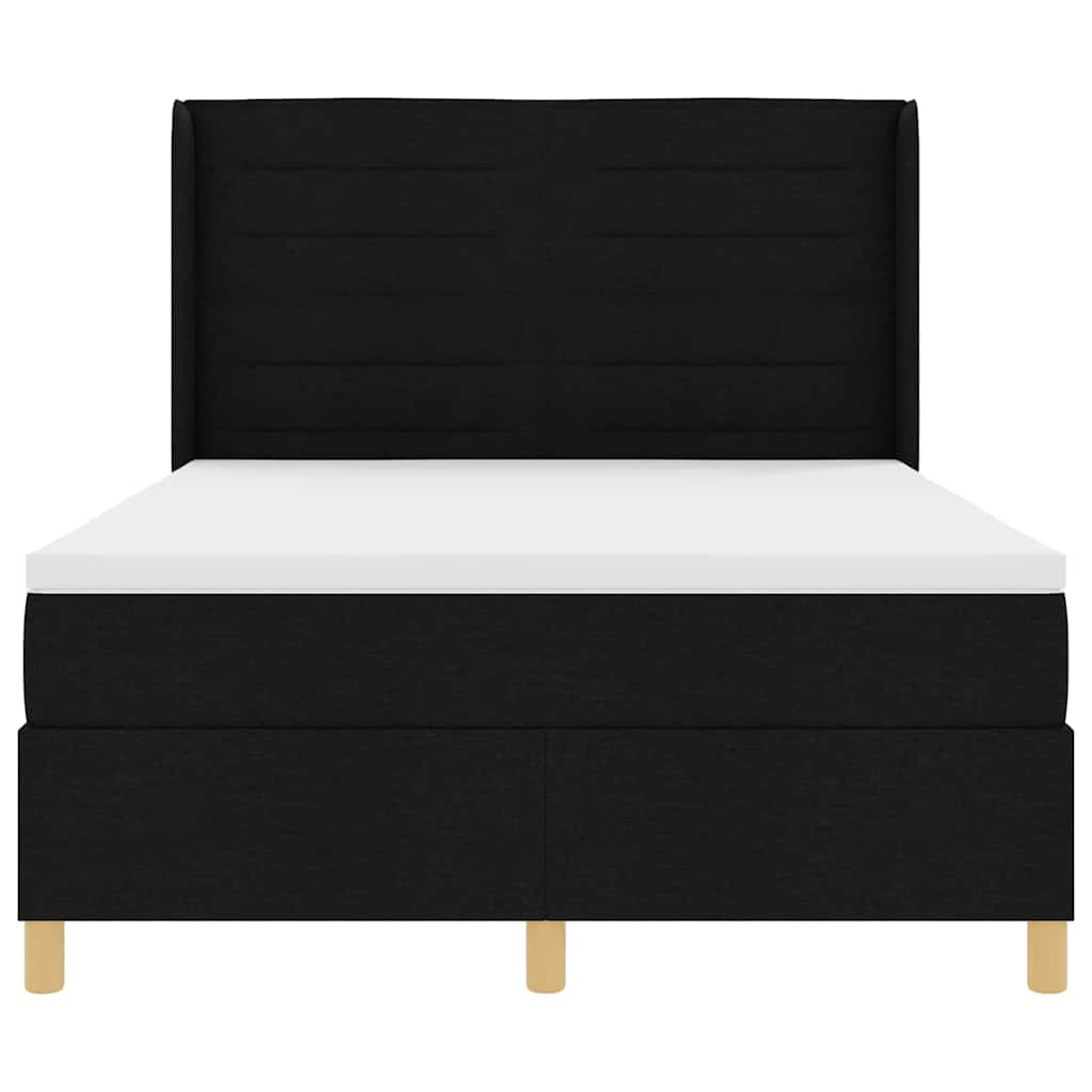 Box spring seng med LED-lysstrimler Sort 160 x 200 cm Stof