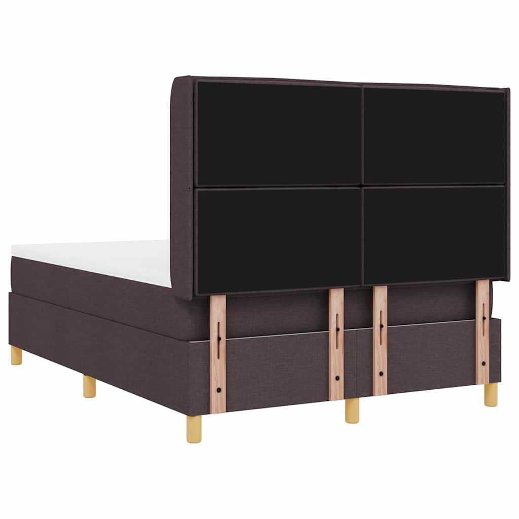 Box spring seng med LED-lysstrimler Brun 160 x 200 cm Stof