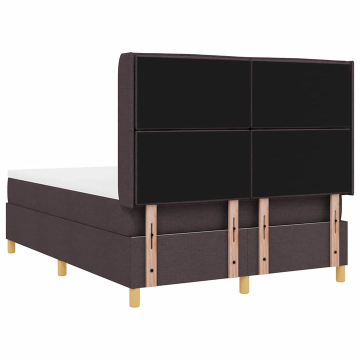 Box spring seng med LED-lysstrimler Brun 160 x 200 cm Stof
