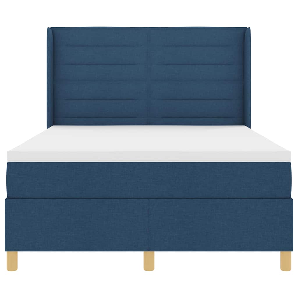 Box spring seng med LED-lysstrimler Blå 160 x 200 cm Stof
