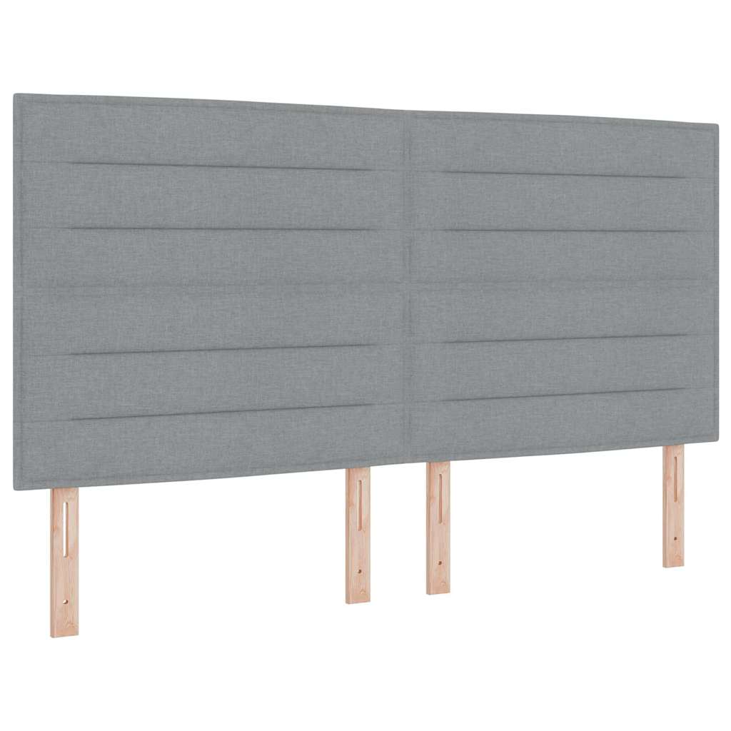 Box spring seng med LED-lysstrimler Lysegrå 180 x 200 cm Stof