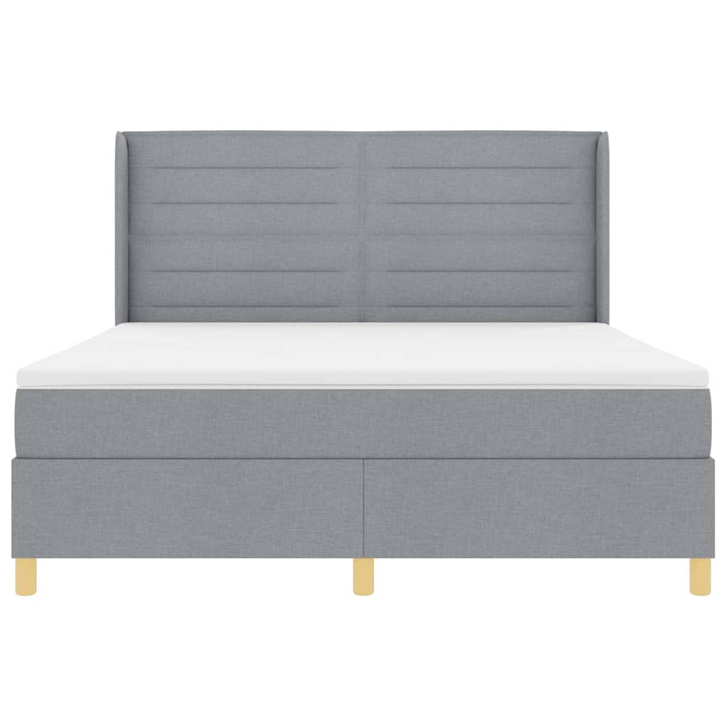Box spring seng med LED-lysstrimler Lysegrå 180 x 200 cm Stof