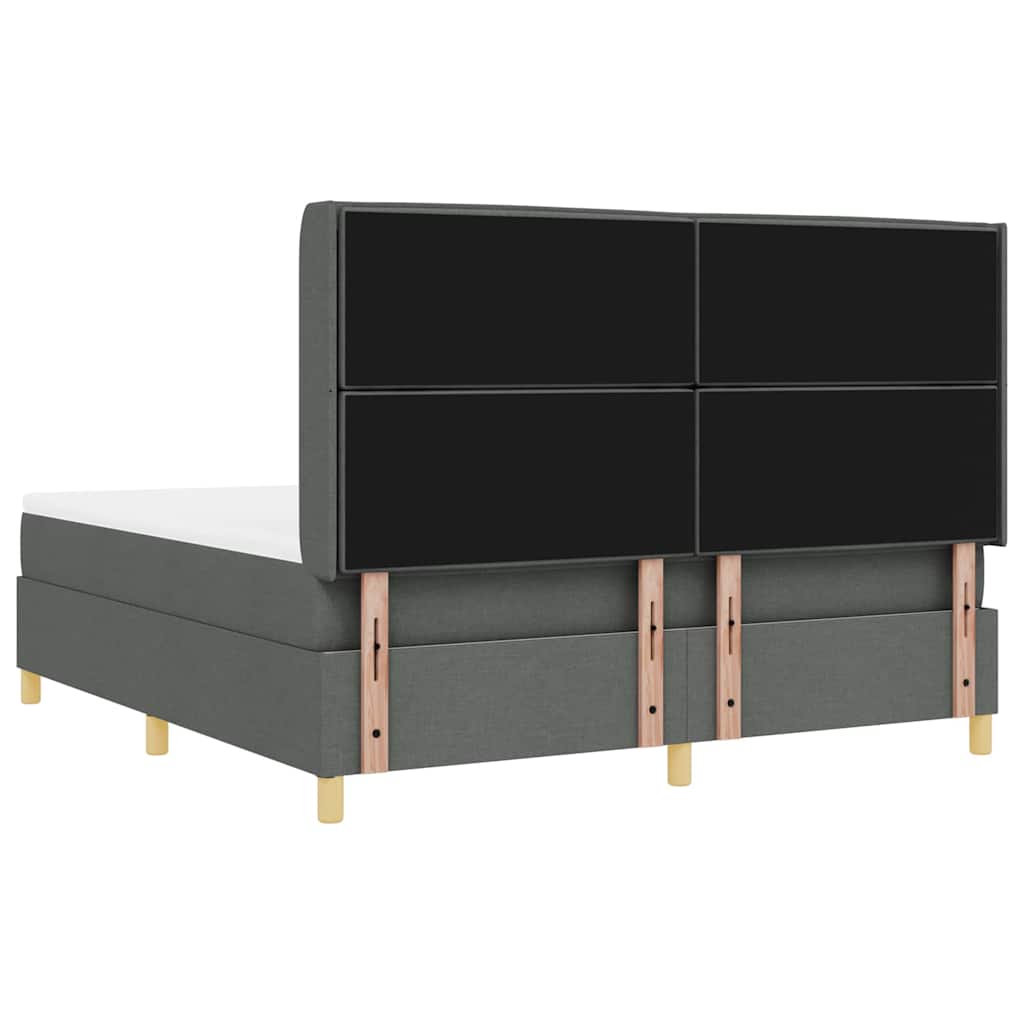 Box spring seng med LED-lysstrimler Grå 180 x 200 cm Stof