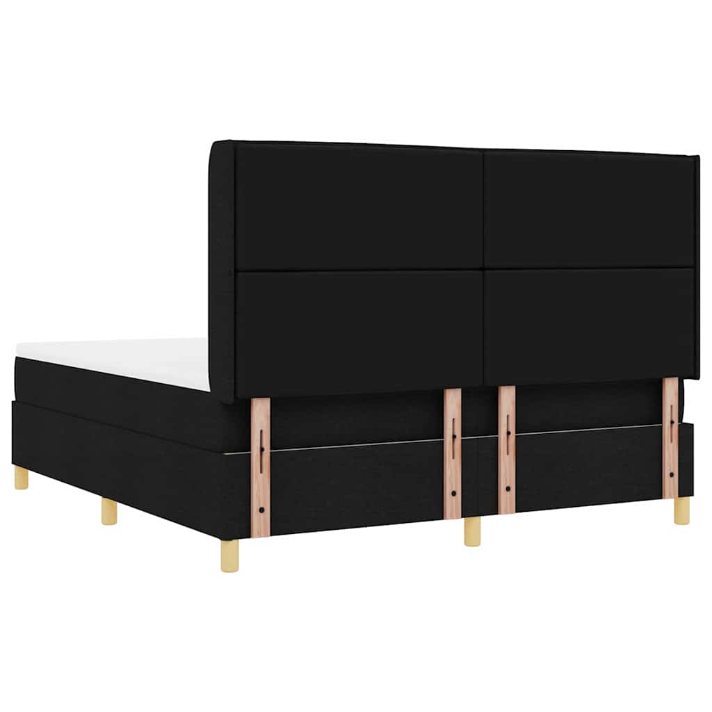 Box spring seng med LED-lysstrimler Sort 180 x 200 cm Stof