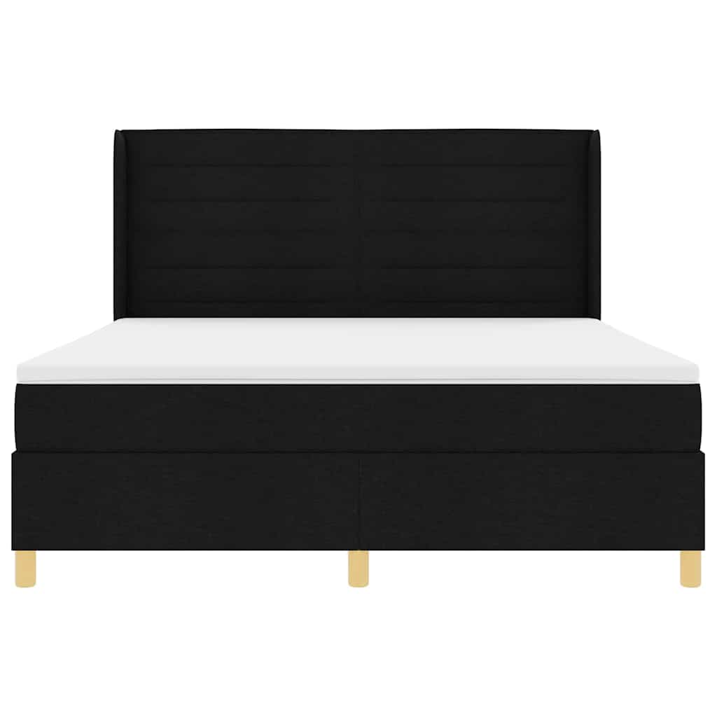 Box spring seng med LED-lysstrimler Sort 180 x 200 cm Stof