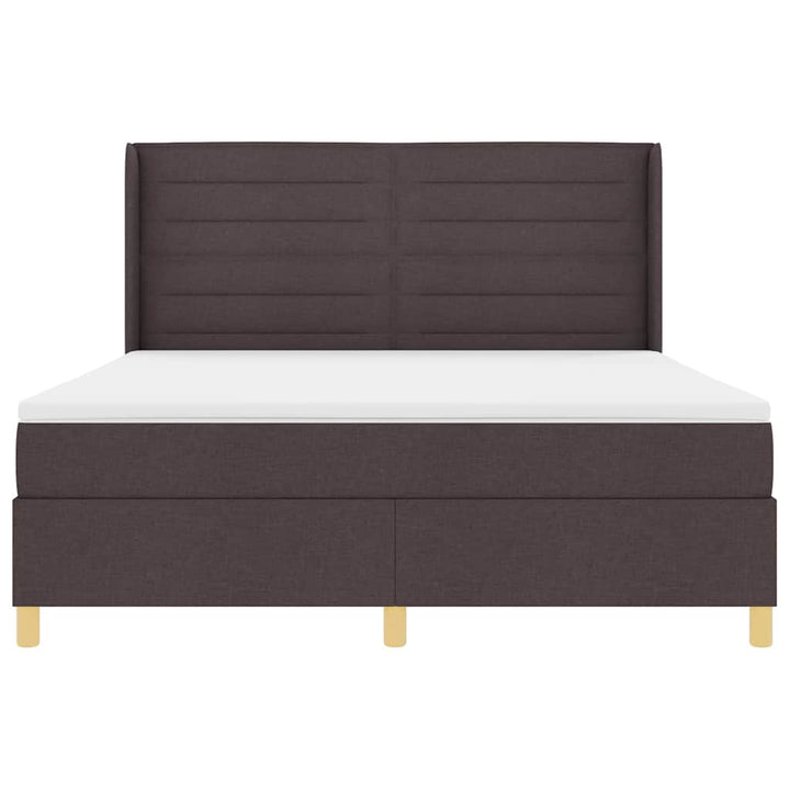 Box spring seng med LED-lysstrimler Brun 180 x 200 cm Stof