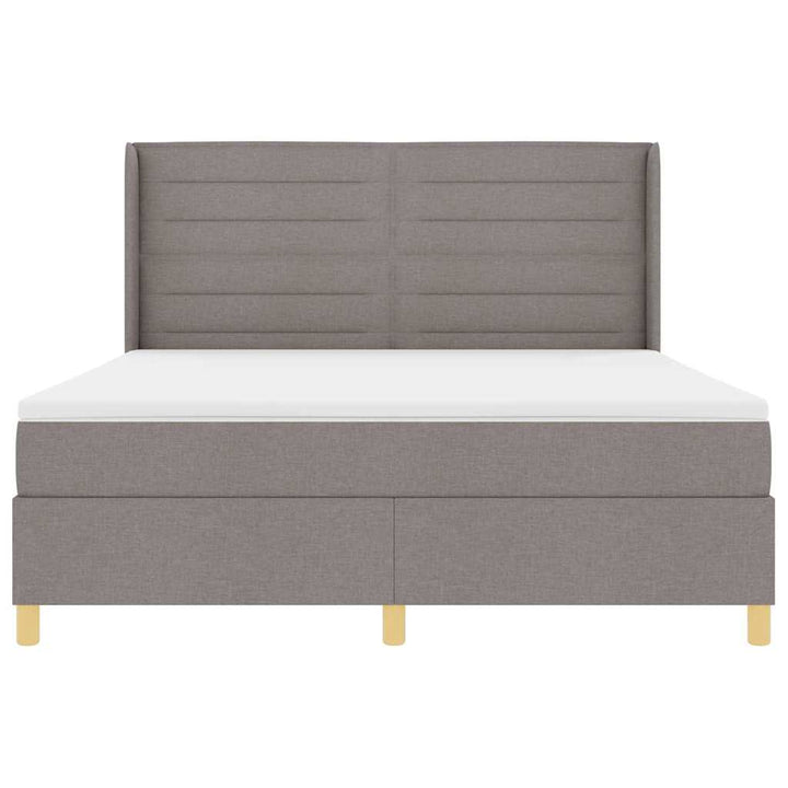 Box spring seng med LED-lysstrimler Gråbrun 180 x 200 cm Stof