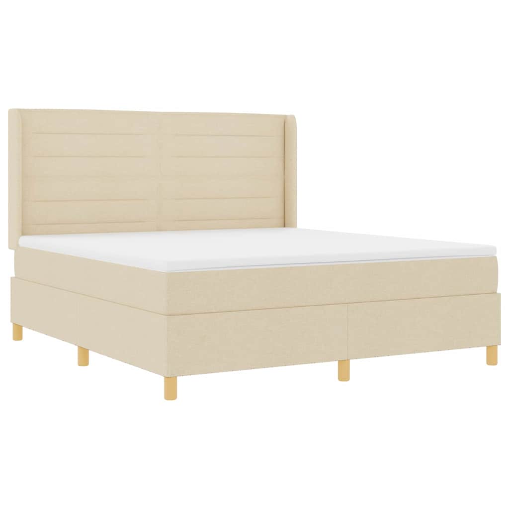 Box spring seng med LED-lysstrimler Creme 180 x 200 cm Stof