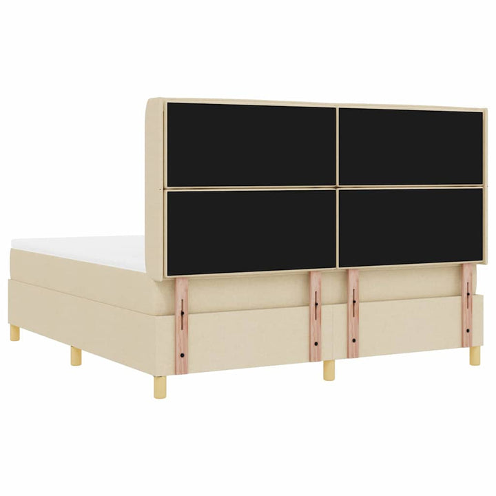 Box spring seng med LED-lysstrimler Creme 180 x 200 cm Stof