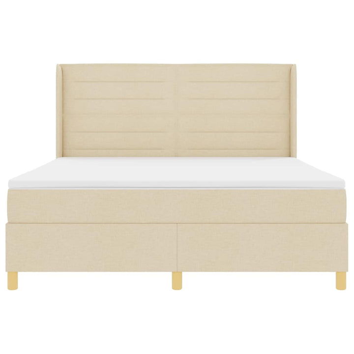 Box spring seng med LED-lysstrimler Creme 180 x 200 cm Stof