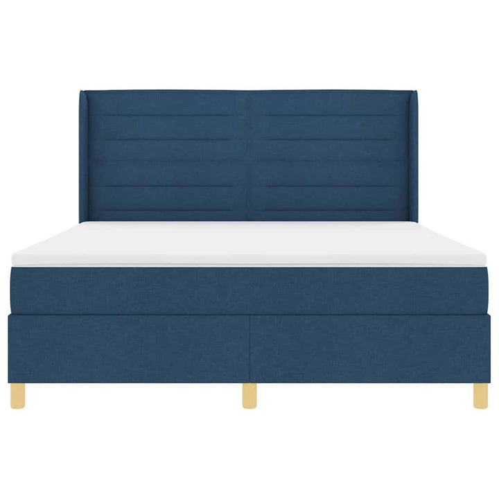 Box spring seng med LED-lysstrimler Blå 180 x 200 cm Stof