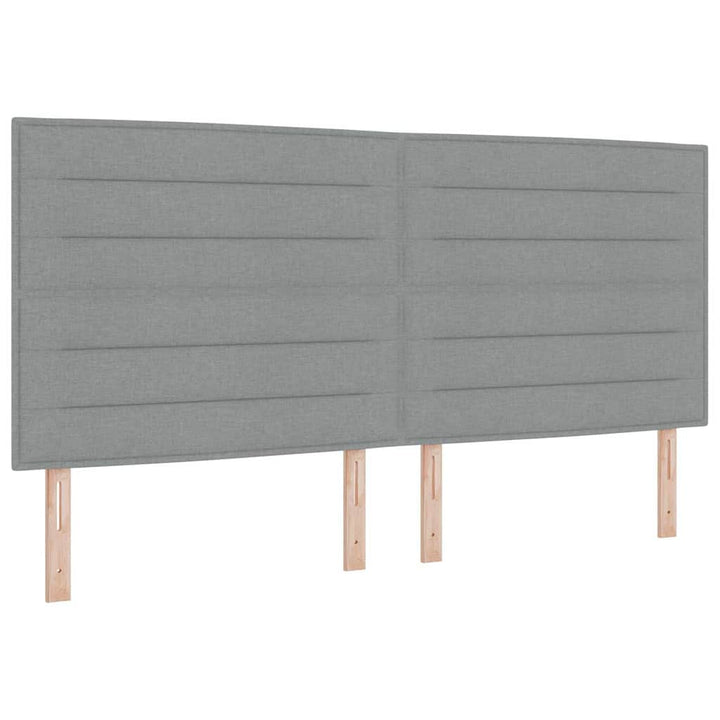 Box spring seng med LED-lysstrimler Lysegrå 200 x 200 cm Stof