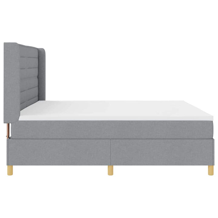 Box spring seng med LED-lysstrimler Lysegrå 200 x 200 cm Stof