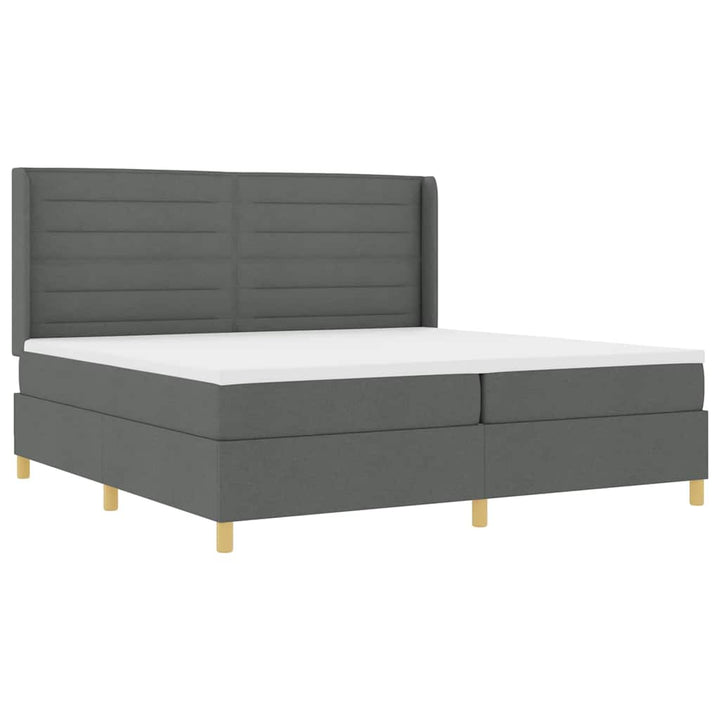 Box spring seng med madras med LED Grå 200 x 200 cm Stof
