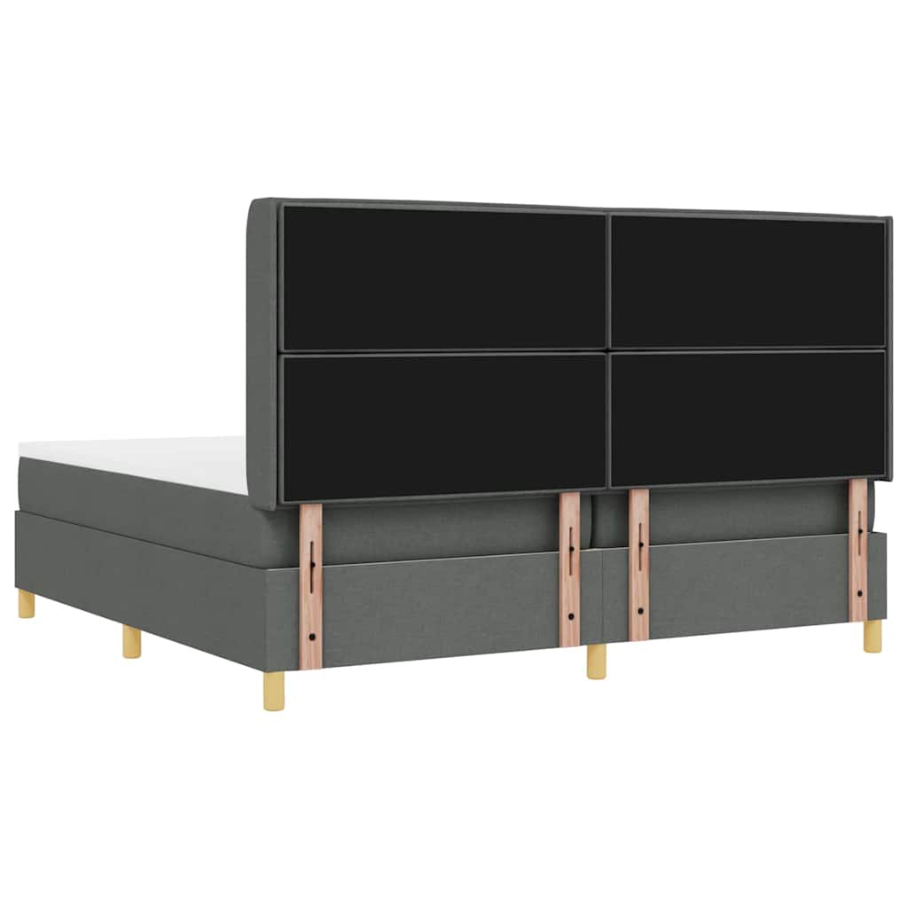 Box spring seng med madras med LED Grå 200 x 200 cm Stof