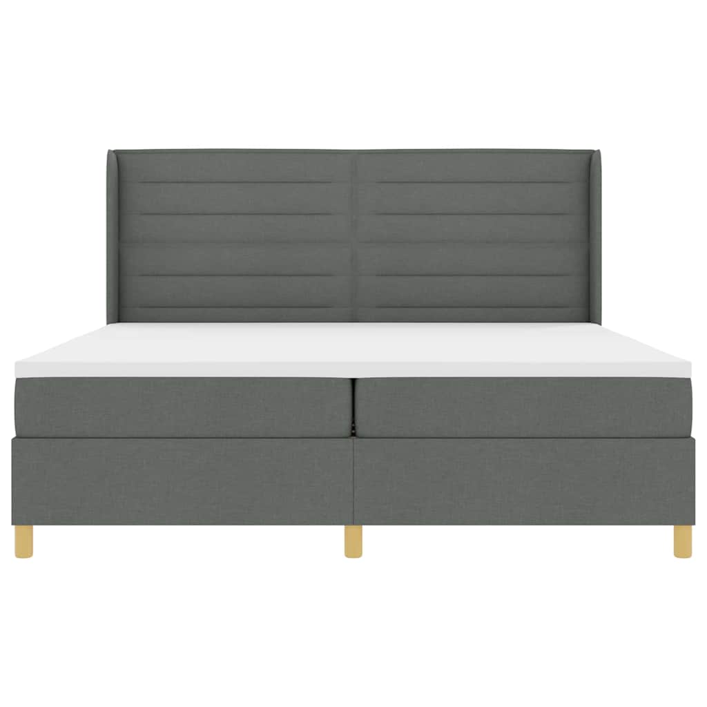 Box spring seng med madras med LED Grå 200 x 200 cm Stof