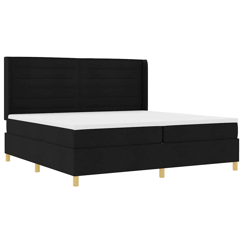 Box spring seng med madras med LED Sort 200 x 200 cm Stof