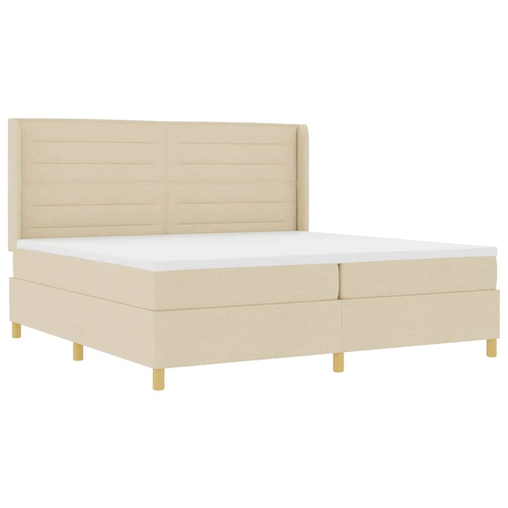 Box spring seng med madras med LED Creme 200 x 200 cm Stof
