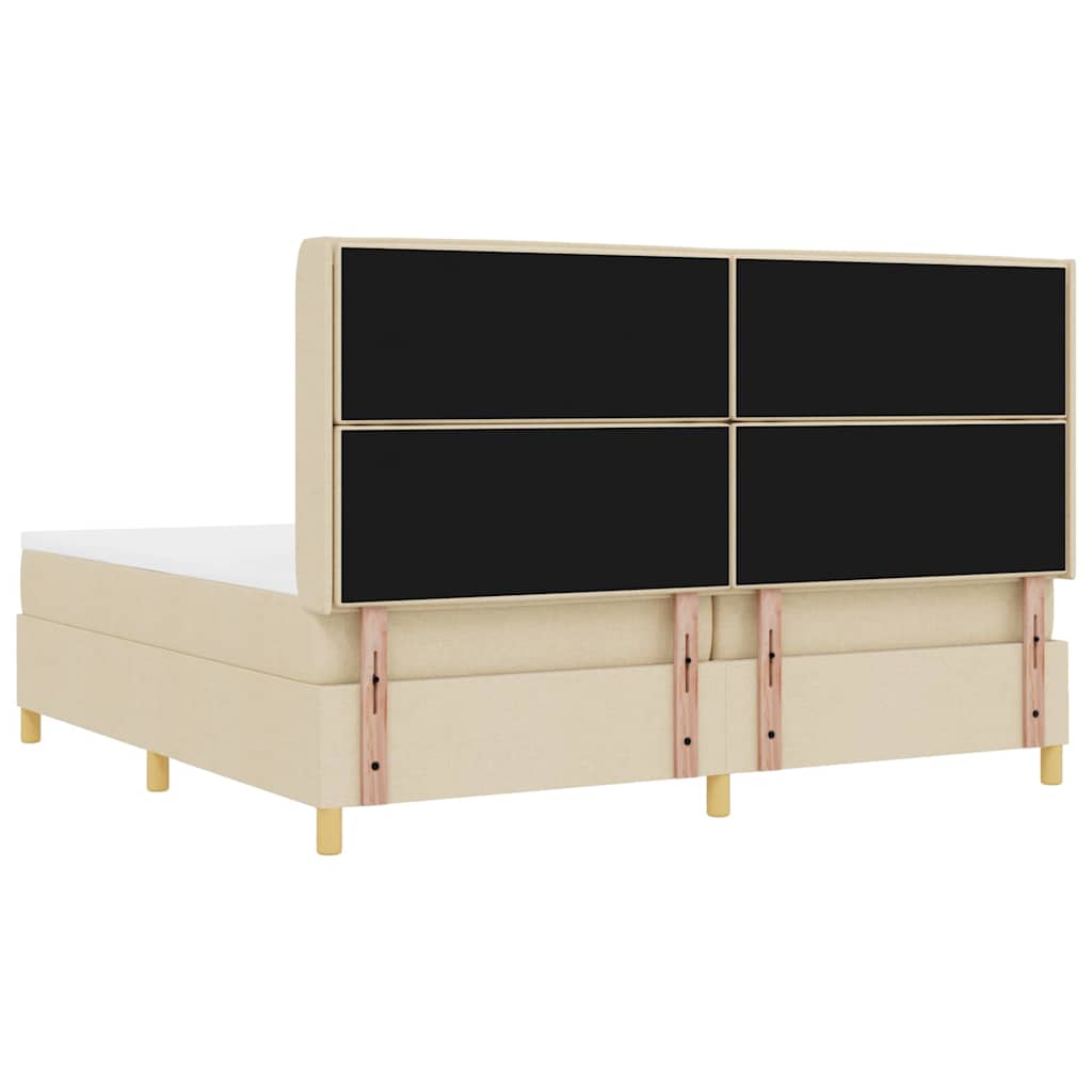 Box spring seng med madras med LED Creme 200 x 200 cm Stof