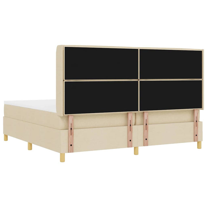 Box spring seng med madras med LED Creme 200 x 200 cm Stof